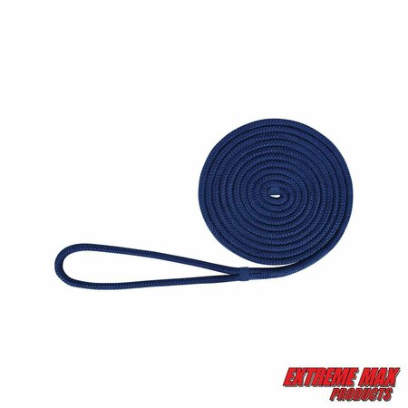 EXTREME MAX Extreme Max 3006.2111 BoatTector Double Braid Nylon Dock Line - 1/2" x 15', Royal Blue 3006.2111